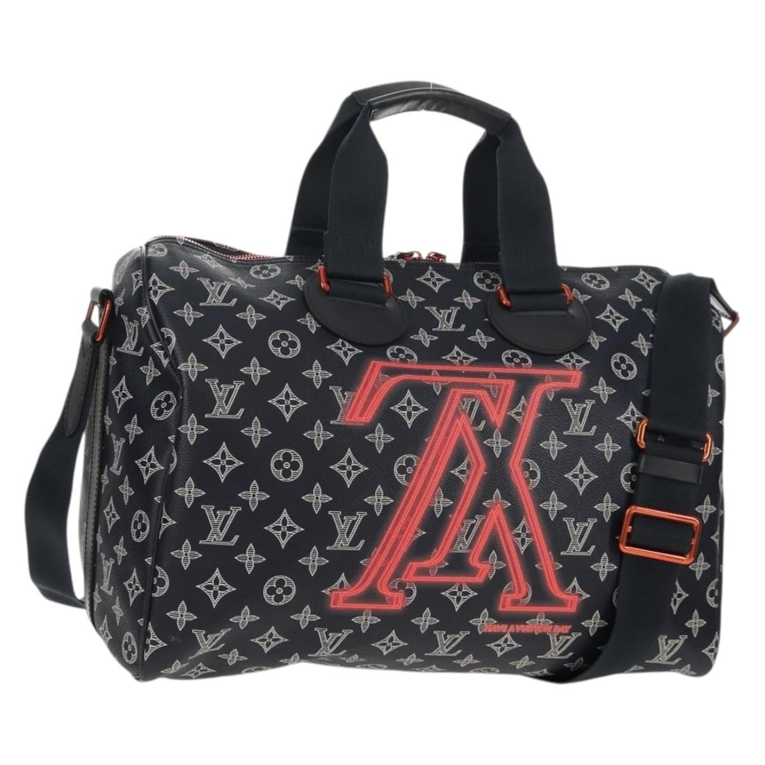 LOUIS VUITTON Ink Speedy Bandouliere 40 Bag M43697 Navy Monogram: LOUIS VUITTON Ink Speedy Bandouliere 40 Bag M43697 Navy Monogram Introducing the Louis Vuitton Ink Upside Down Speedy Bandouliere 40 Bag, a stunning piece crafted in France from durable Monogram Canva