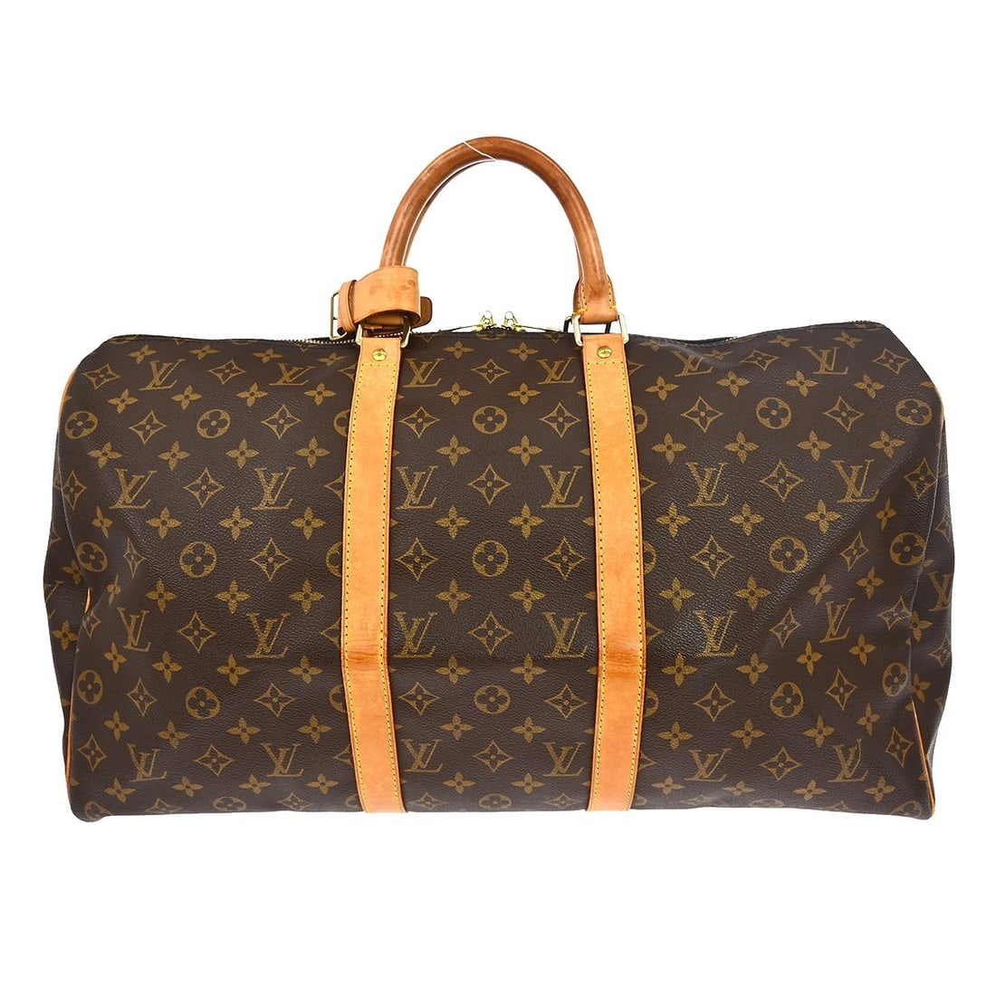 Louis Vuitton Keepall unisex brown canvas travel bag: Louis Vuitton Keepall unisex brown canvas travel bag Louis Vuitton Keepall in brown monogram canvas. This unisex travel bag is made in France and remains in good condition, with visible wear including