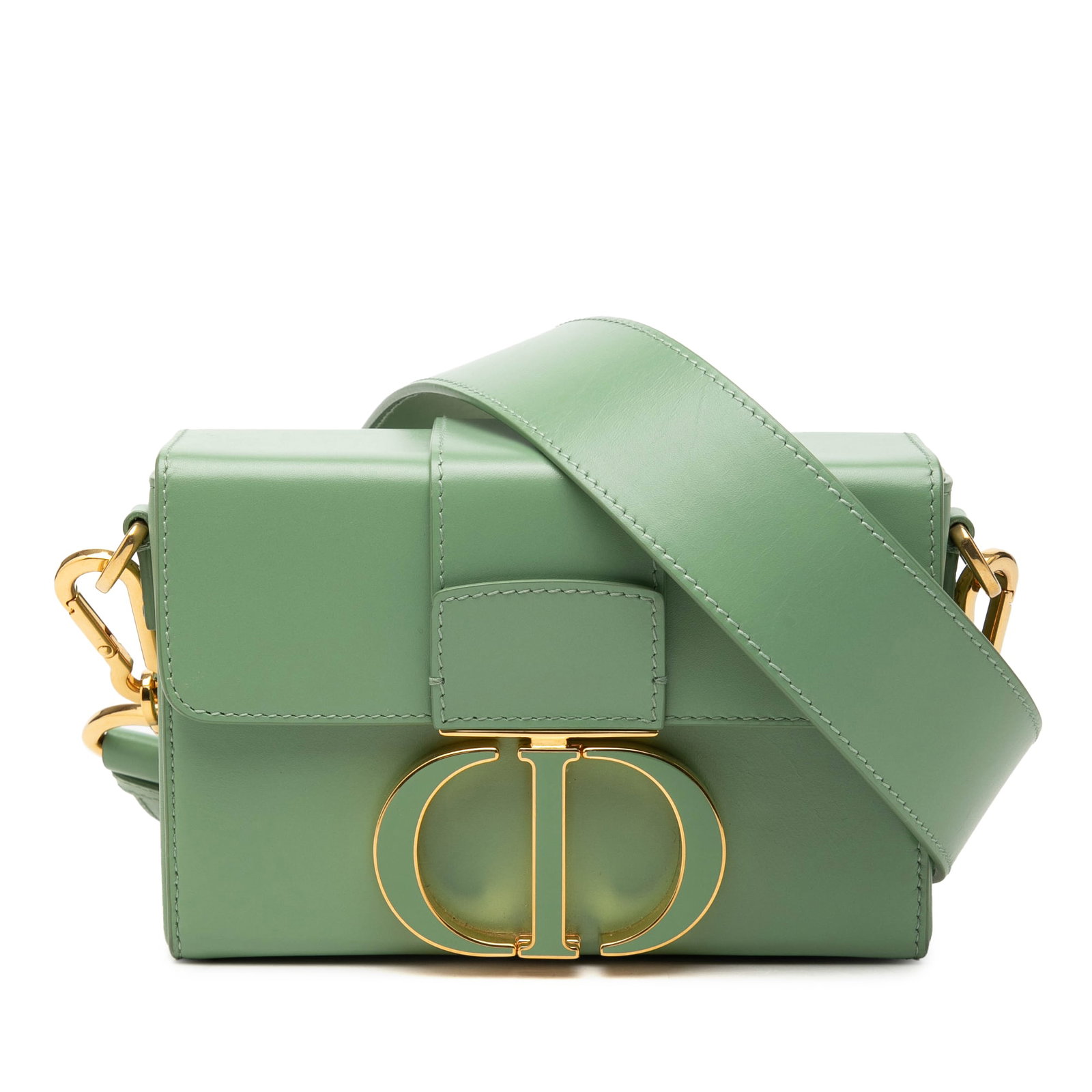 Green Leather Shoulder Bag Dior 30 Montaigne Micro Flap: Green Leather Shoulder Bag Dior 30 Montaigne Micro Flap Dior 30 Montaigne flap bag in green smooth calfskin leather. This micro bag features an adjustable flat leather shoulder strap, a front flap wit