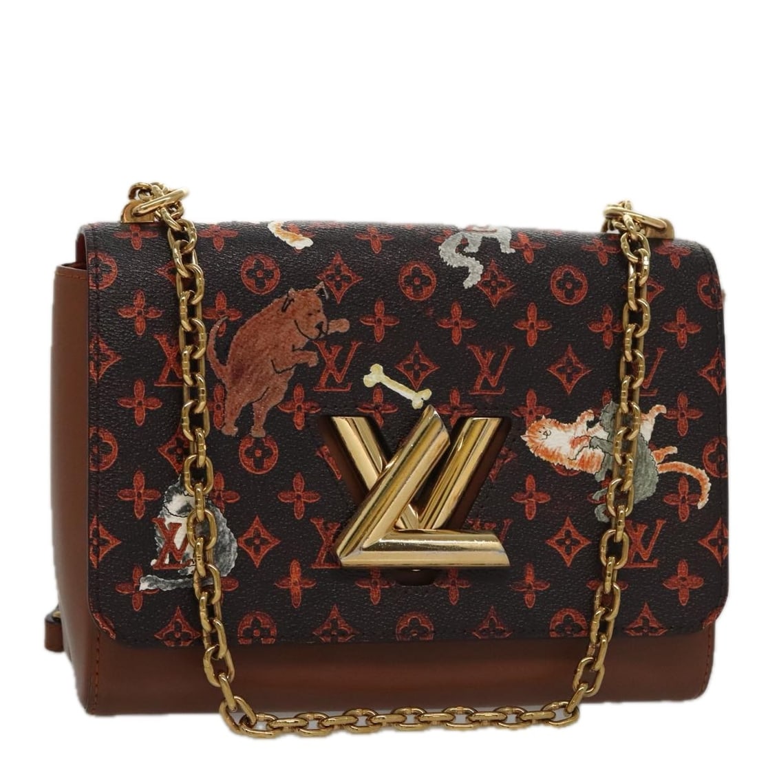 Louis Vuitton M44408 Catgram Twist MM Monogram Canvas Shoulder Bag: Louis Vuitton M44408 Catgram Twist MM Monogram Canvas Shoulder Bag Louis Vuitton Catgram Sack Twist MM shoulder bag in marron Monogram canvas. Made in France, this women's shoulder bag includes a dust