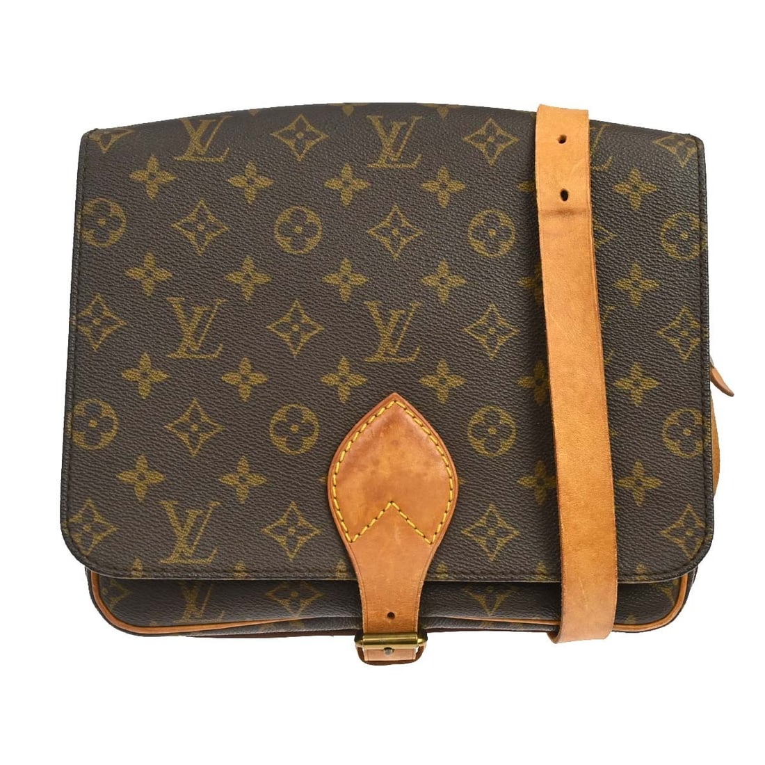 Louis Vuitton Cartouchiere GM Monogram Canvas Crossbody Bag M51252: Louis Vuitton Cartouchiere GM Monogram Canvas Crossbody Bag M51252 Vintage Louis Vuitton Cartouchiere GM shoulder bag in brown Monogram canvas with leather trim and an adjustable crossbody strap. The 