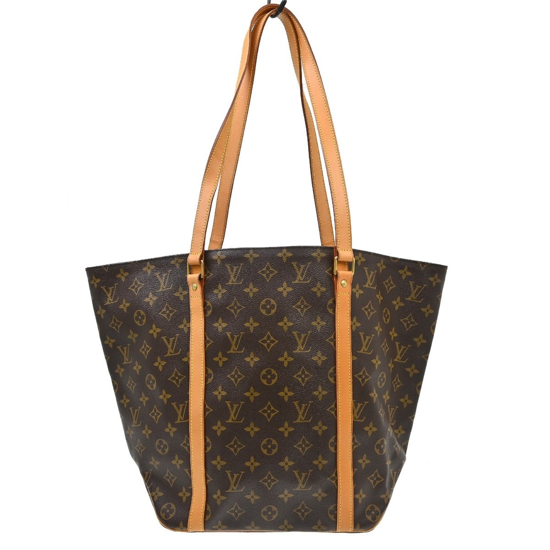 Louis Vuitton Sac Shopping Monogram Canvas Tote M51108 MB1010: Louis Vuitton Sac Shopping Monogram Canvas Tote M51108 MB1010 Vintage Louis Vuitton Sac Shopping shoulder tote bag in brown Monogram canvas and leather, made in France. It features double leather hand