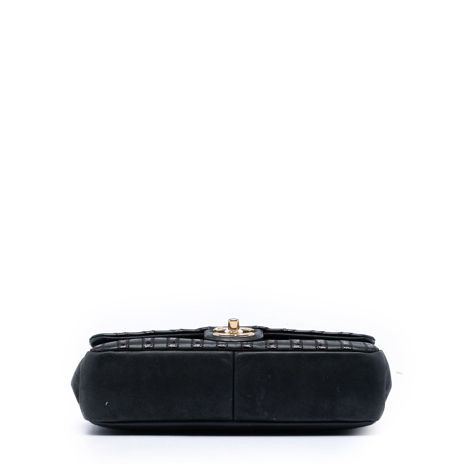 Chanel Single Flap Shoulder Bag Chevron Python Embossed Leather Suede - 3