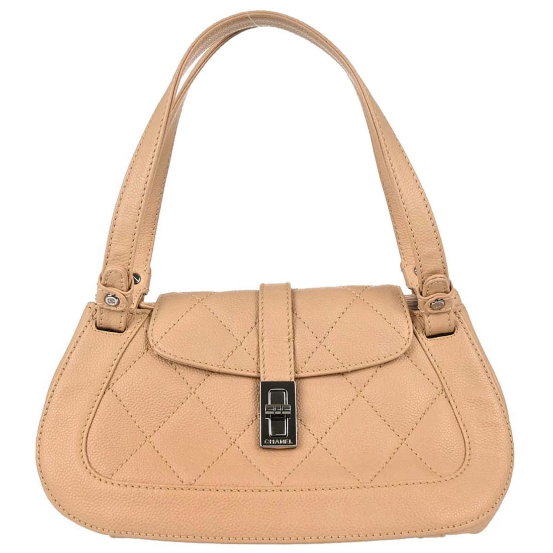 Chanel Mademoiselle Lock Quilted Caviar Leather Shoulder Bag Beige (1 of 15)
