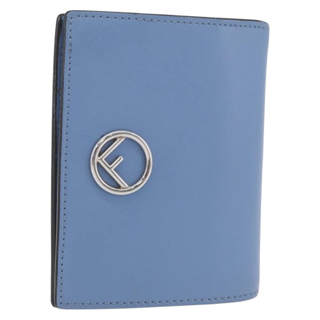 FENDI F-Is Leather Bifold Wallet Light Blue Silver Tone: FENDI F-Is Leather Bifold Wallet Light Blue Silver Tone Fendi F-Is bifold wallet in light blue leather with silver-tone detailing. Made in Italy, this women's wallet includes the dust bag and item box