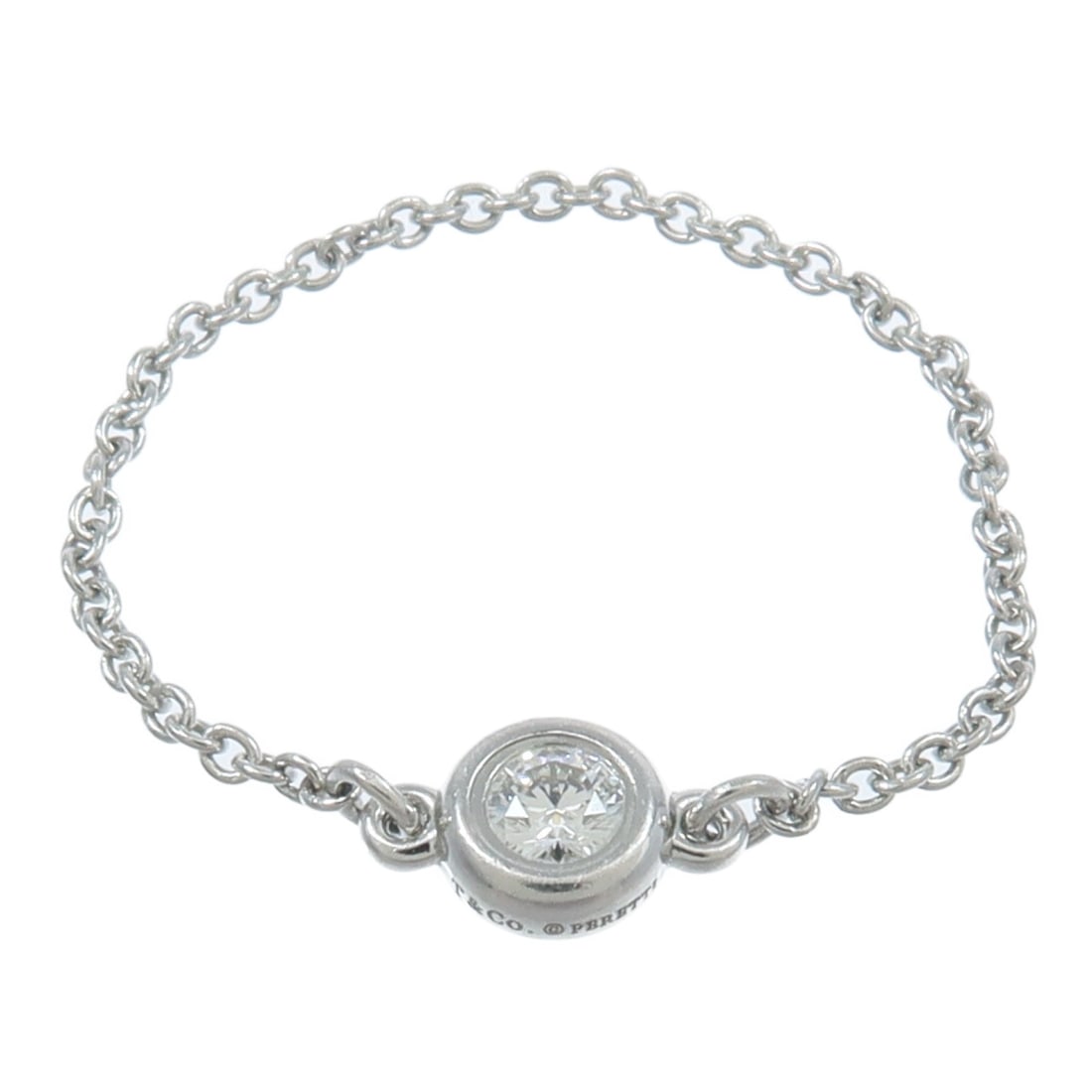 Tiffany Co Elsa Peretti Pt950 Platinum Diamond Chain Ring Size 7: Tiffany Co Elsa Peretti Pt950 Platinum Diamond Chain Ring Size 7 Tiffany & Co. Elsa Peretti Diamond Chain Ring crafted in Pt950 platinum with a diamond accent. This women's ring is made in the United 