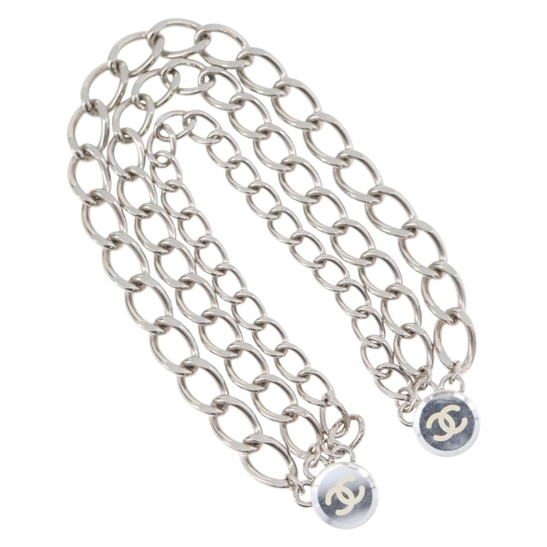 CHANEL Coco Mark Chain Clip Belt Accessory Silver Metal France: CHANEL Coco Mark Chain Clip Belt Accessory Silver Metal France CHANEL Coco Mark chain clip belt in silver-tone metal for women. Made in France, this belt includes the item box. Condition is very good 