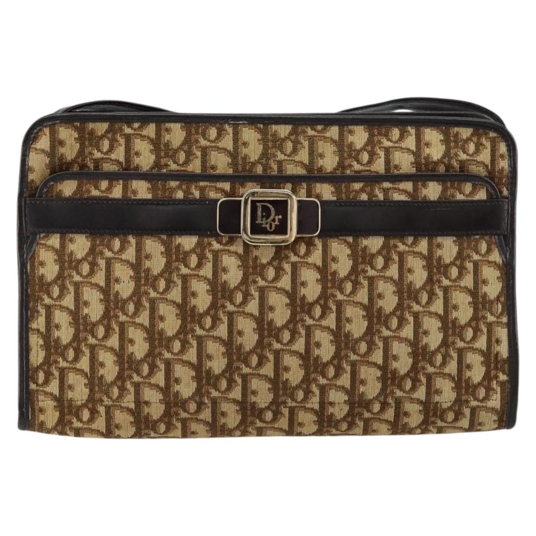 Dior Trotter Beige Canvas Shoulder Bag for Women: Dior Trotter Beige Canvas Shoulder Bag for Women This Christian Dior Trotter shoulder bag, crafted in beige canvas, is designed for women and features a classic silhouette. The bag shows signs of