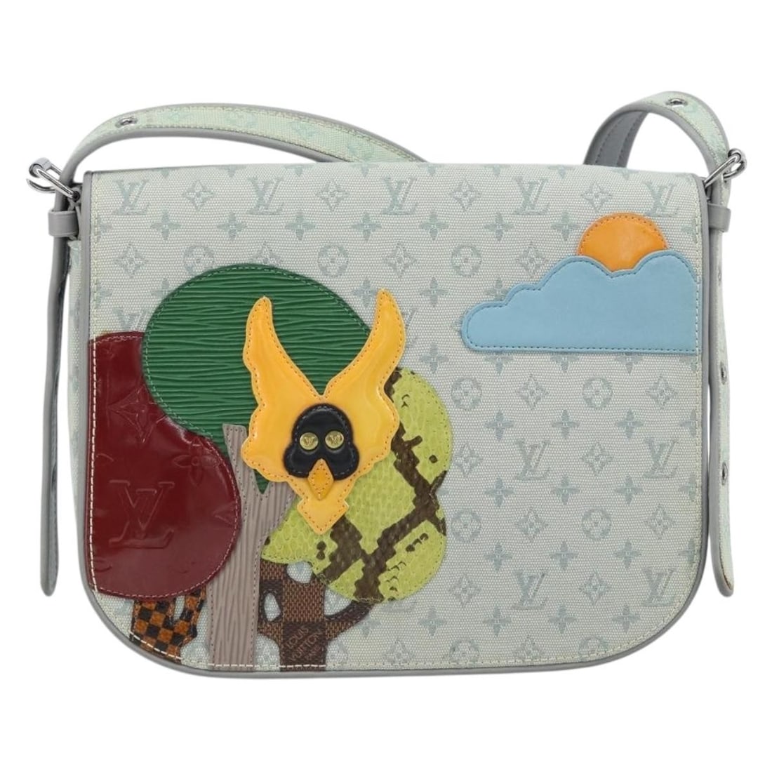 Louis Vuitton Conte de Fees Musette gray canvas shoulder bag: Louis Vuitton Conte de Fees Musette gray canvas shoulder bag The Louis Vuitton Conte de Fees Musette Shoulder Bag features a monogram patchwork design crafted in gray canvas. This shoulder bag is desi