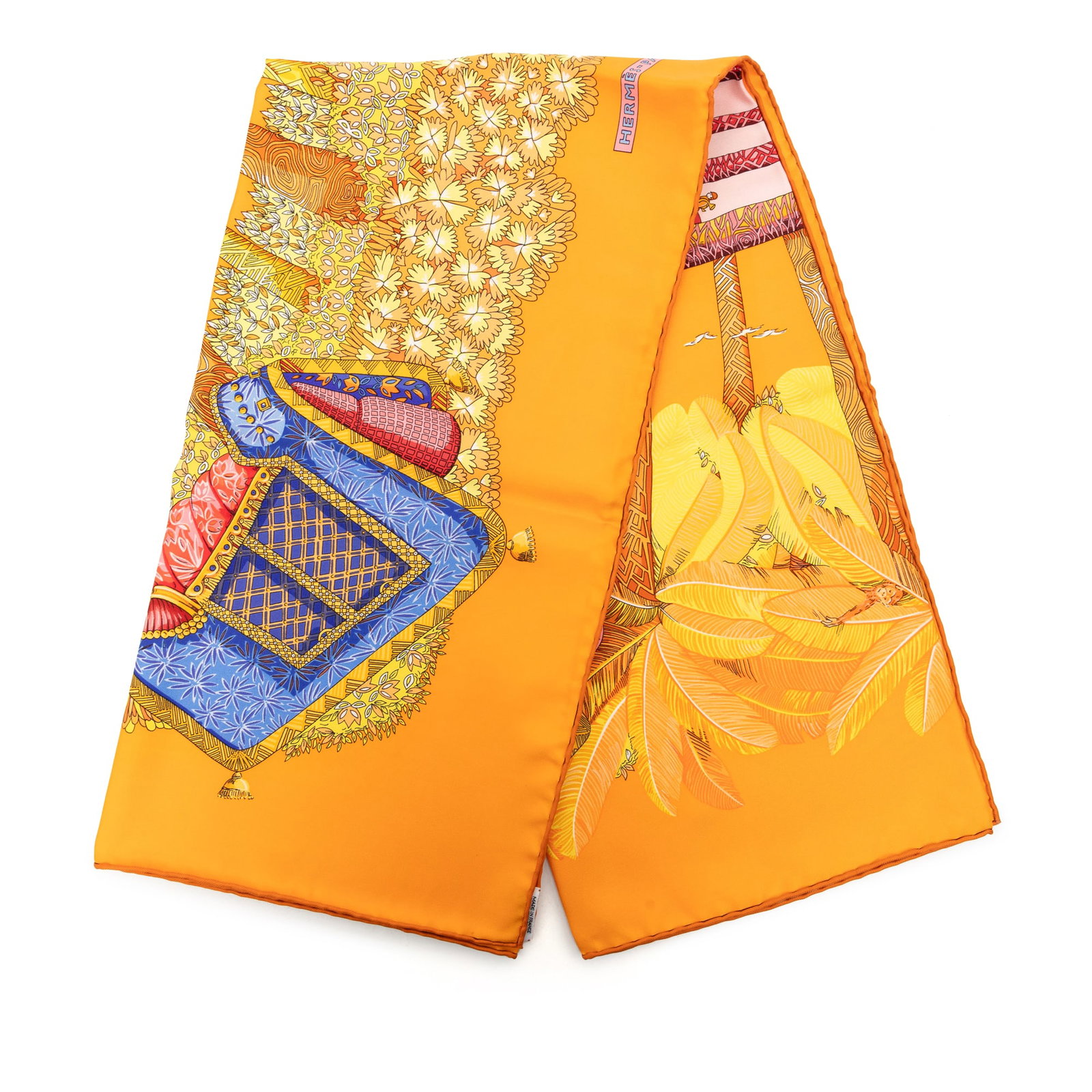 Hermes Ombres et Lumieres 90 silk scarf in orange: Hermes Ombres et Lumieres 90 silk scarf in orange Hermes Ombres et Lumieres Silk Scarf 90 in orange, featuring the Ombres et Lumieres print on 100% silk. Includes box. Condition AB with loose stitchin