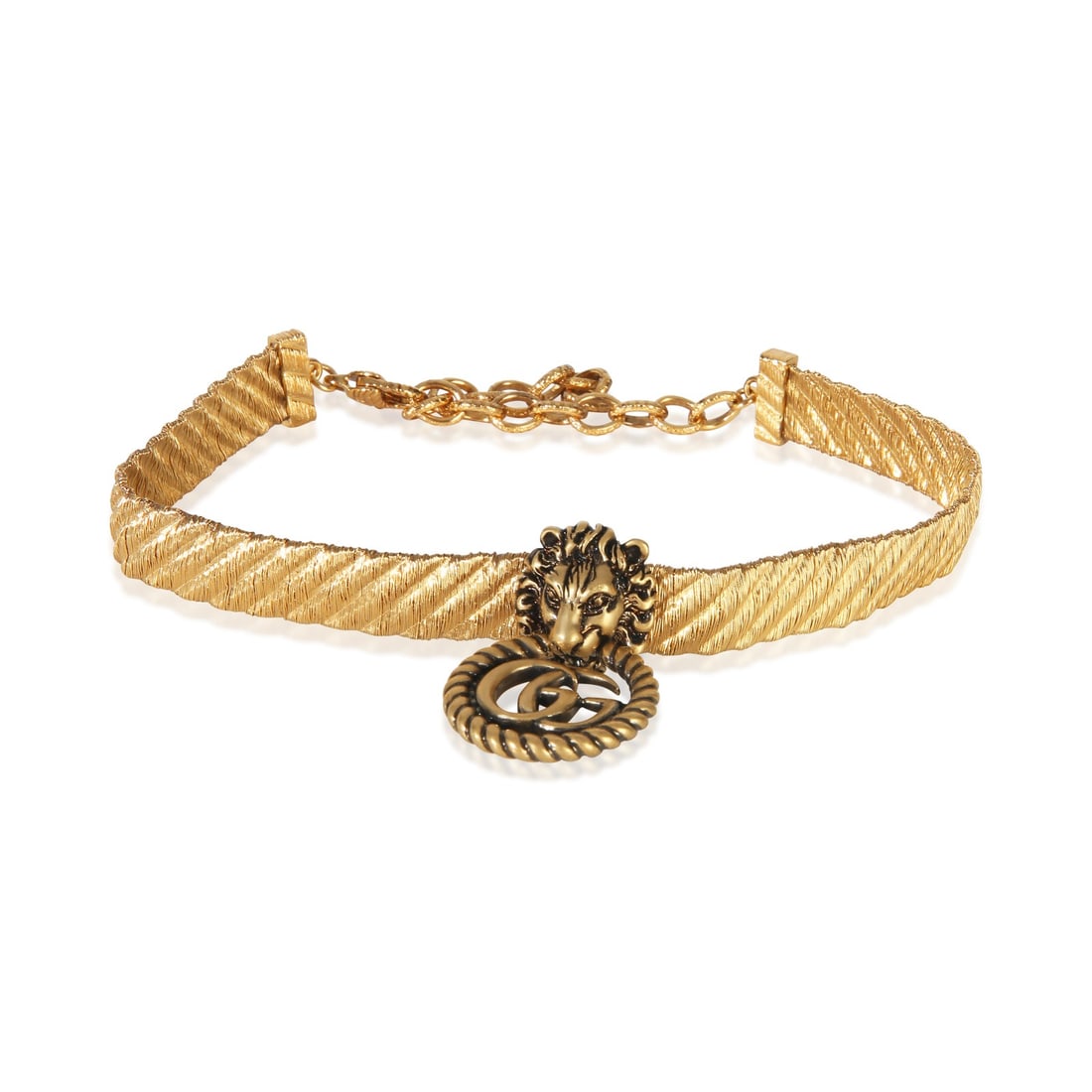 Gucci Lion Head Double G Gold Plated Choker Necklace (1 of 4)