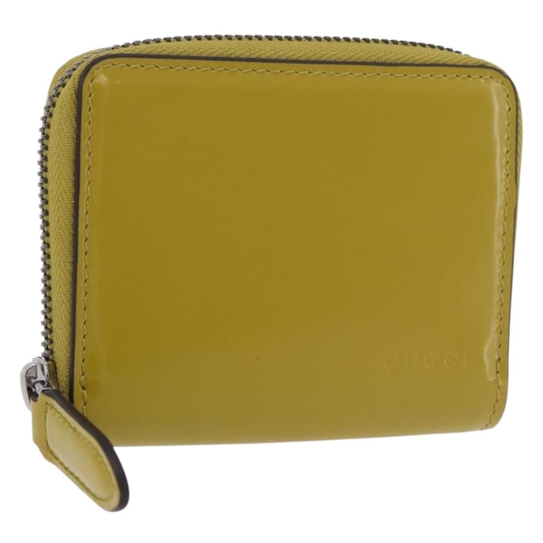 GUCCI 817375 Patent Leather Wallet Green Silver Italy: GUCCI 817375 Patent Leather Wallet Green Silver Italy Compact Gucci wallet in green patent leather with silver-tone detailing. Made in Italy, this women's wallet includes the dust bag and item box. It