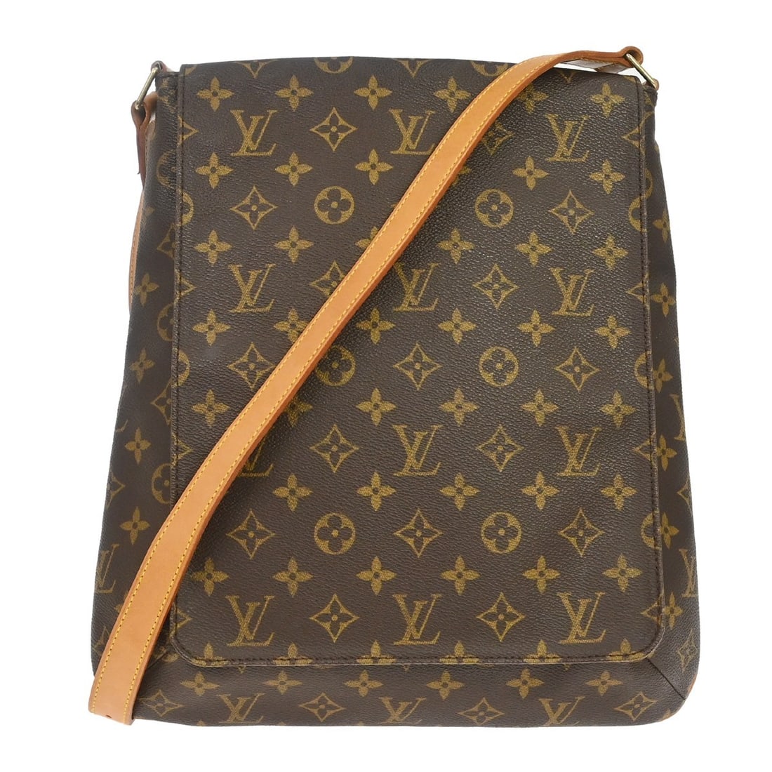 Louis Vuitton Musette Monogram Canvas Shoulder Bag M51256: Louis Vuitton Musette Monogram Canvas Shoulder Bag M51256 Vintage Louis Vuitton Musette shoulder bag in brown Monogram canvas with leather strap and zip closure. This women's medium shoulder bag is ma