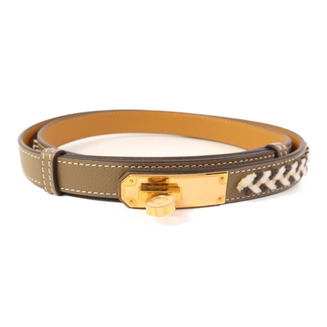 Hermes Kelly belt Etoupe Epsom calfskin with storage bags (1 of 12)