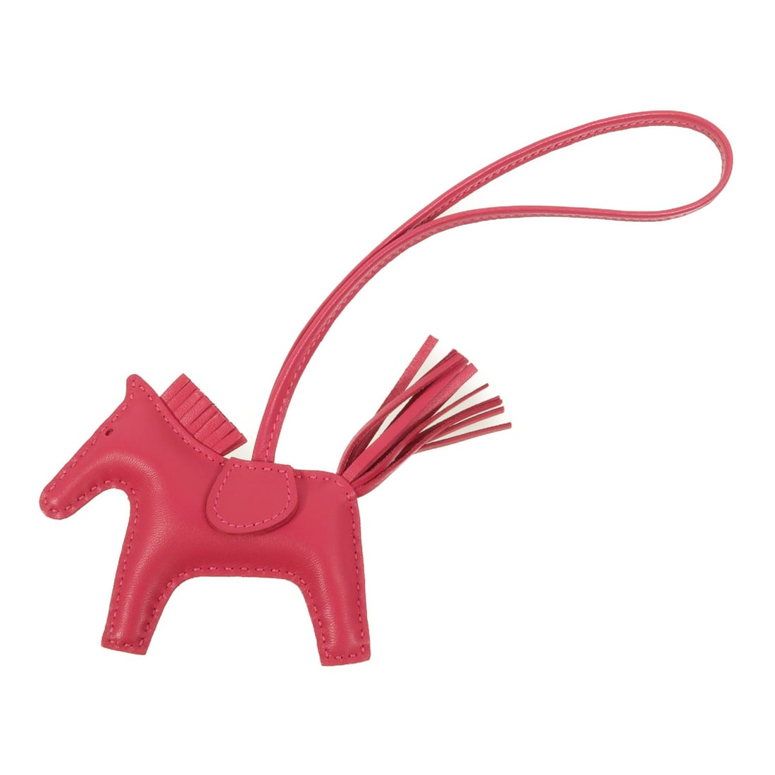 HERMES Rodeo PM Agneau Milo Lambskin Charm Rose Mexico: HERMES Rodeo PM Agneau Milo Lambskin Charm Rose Mexico Hermes Rodeo PM charm in Agneau Milo lambskin leather in Rose Mexico and pink. This women's charm is made in France and comes with a storage box.