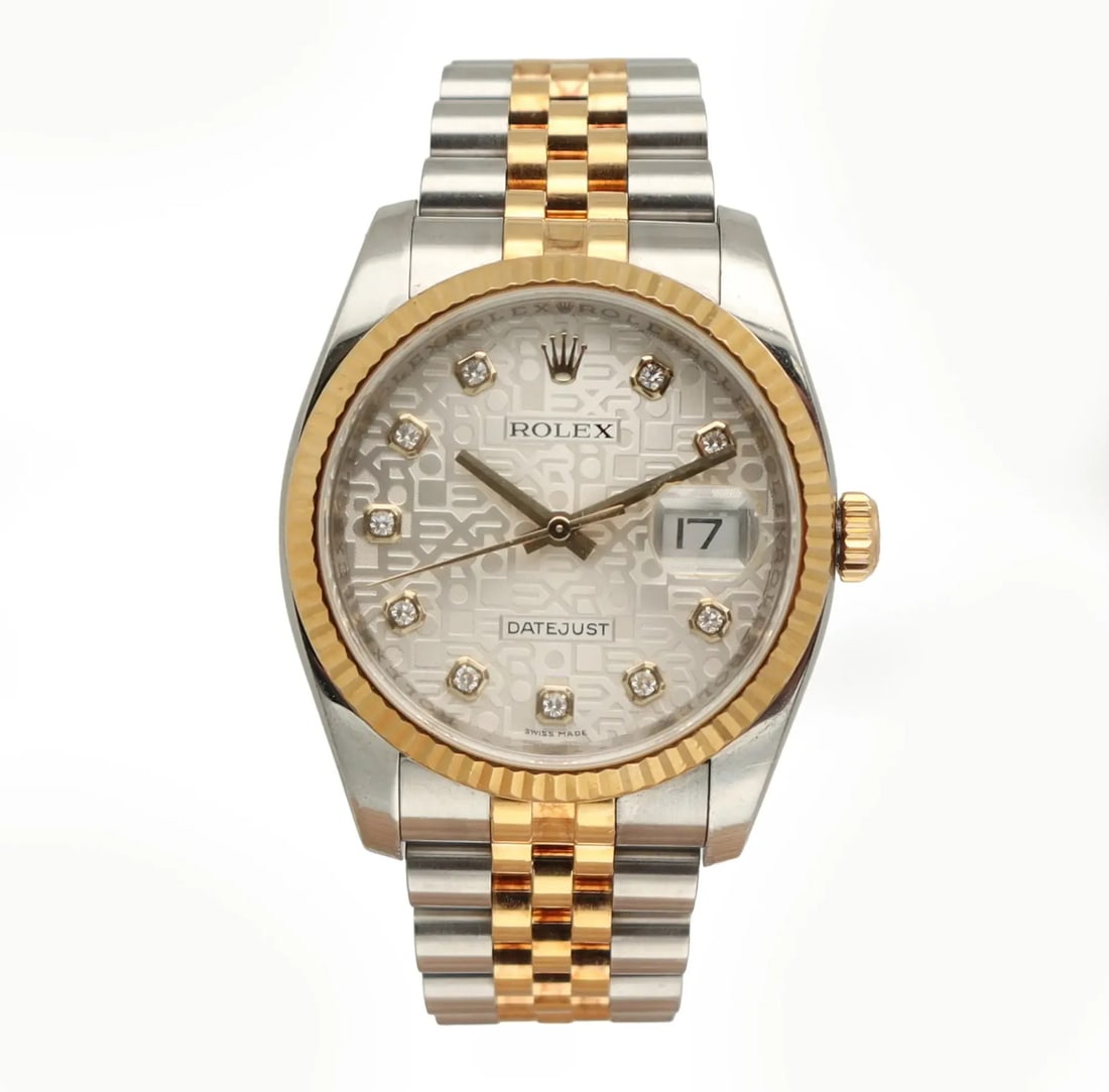 Rolex 116233 Datejust men's 36mm steel and 18K gold watch silver diamond dial (1 of 5)