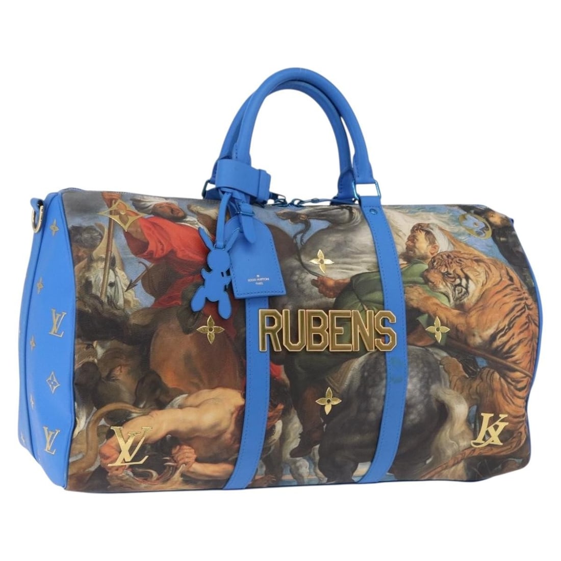 Louis Vuitton M43344 Keepall 50 Bandouliere Boston Bag Blue Monogram Canvas: Louis Vuitton M43344 Keepall 50 Bandouliere Boston Bag Blue Monogram Canvas Louis Vuitton Keepall Bandouliere 50 in blue Monogram Canvas, a Boston bag made in France. It comes with a name tag, Powanie