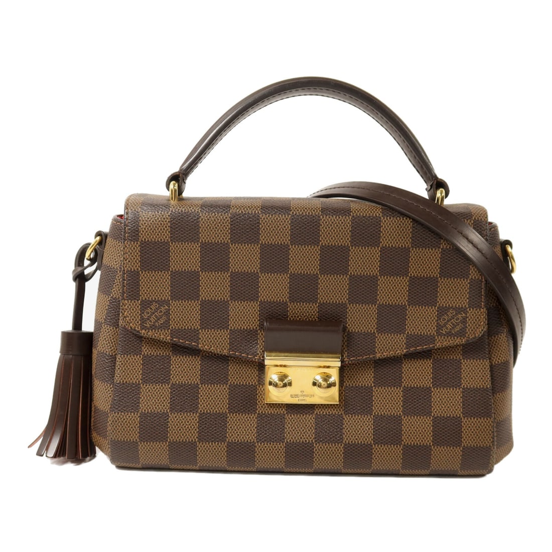 Louis Vuitton Croisette N53000 2 Way Shoulder Bag Damier Ebene Brown: Louis Vuitton Croisette N53000 2 Way Shoulder Bag Damier Ebene Brown Louis Vuitton Croisette 2-way shoulder bag in Damier brown coated canvas. This women's bag features a structured flap-front design 