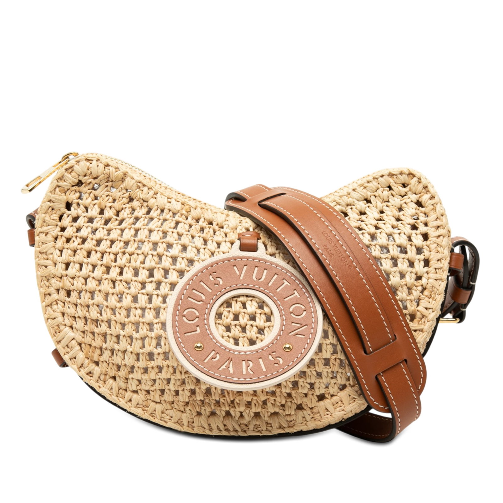 Louis Vuitton Croissant MM raffia shoulder bag with leather trim: Louis Vuitton Croissant MM raffia shoulder bag with leather trim Louis Vuitton Raffia By the Pool Croissant MM shoulder bag with a raffia body, leather trim, an adjustable and detachable flat leather 