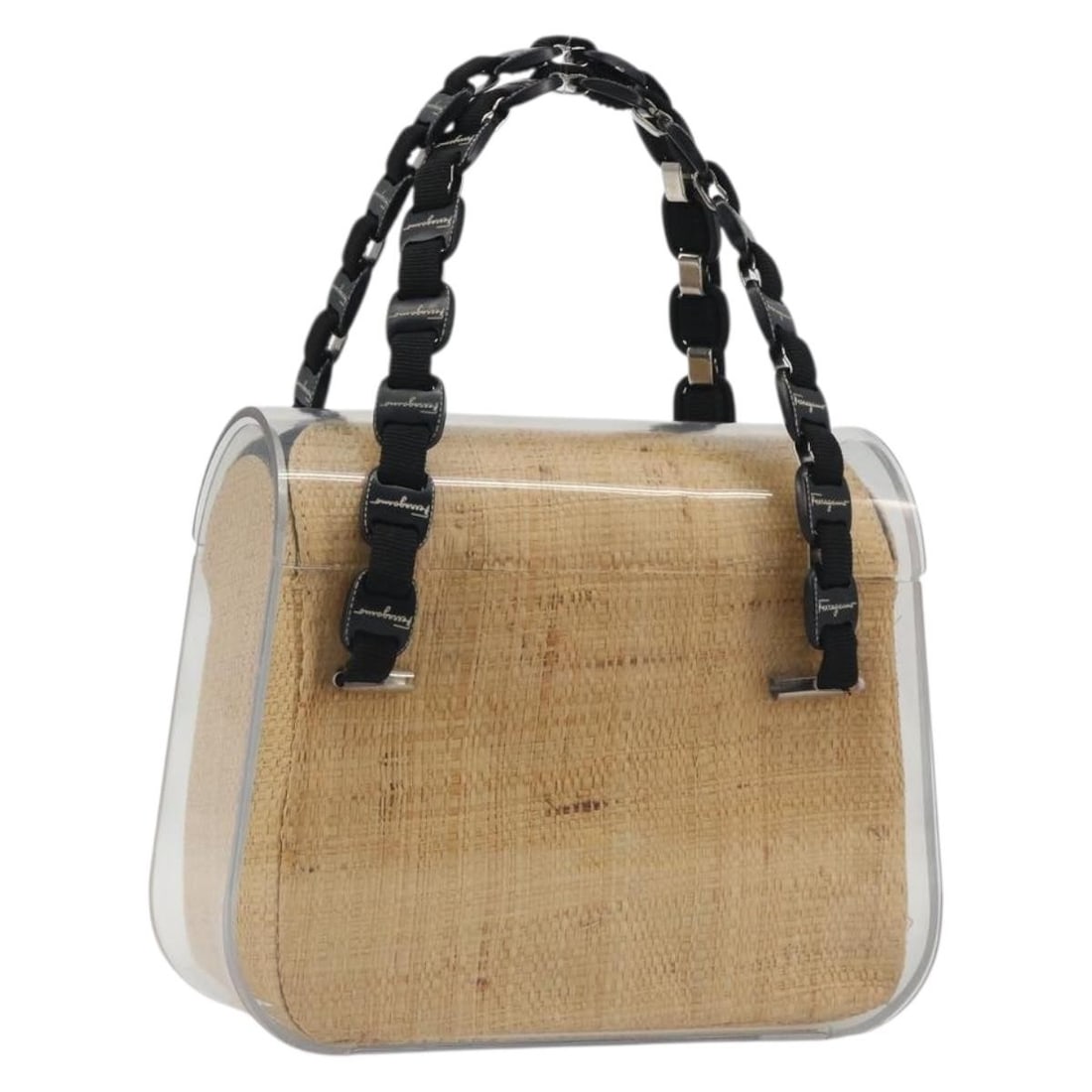 Clear Silver Plastic Hand Bag Salvatore Ferragamo Vala Chain: Clear Silver Plastic Hand Bag Salvatore Ferragamo Vala Chain Salvatore Ferragamo Vala chain handbag in clear and silver plastic. This women's handbag includes a dust bag and is made in Italy. Conditio