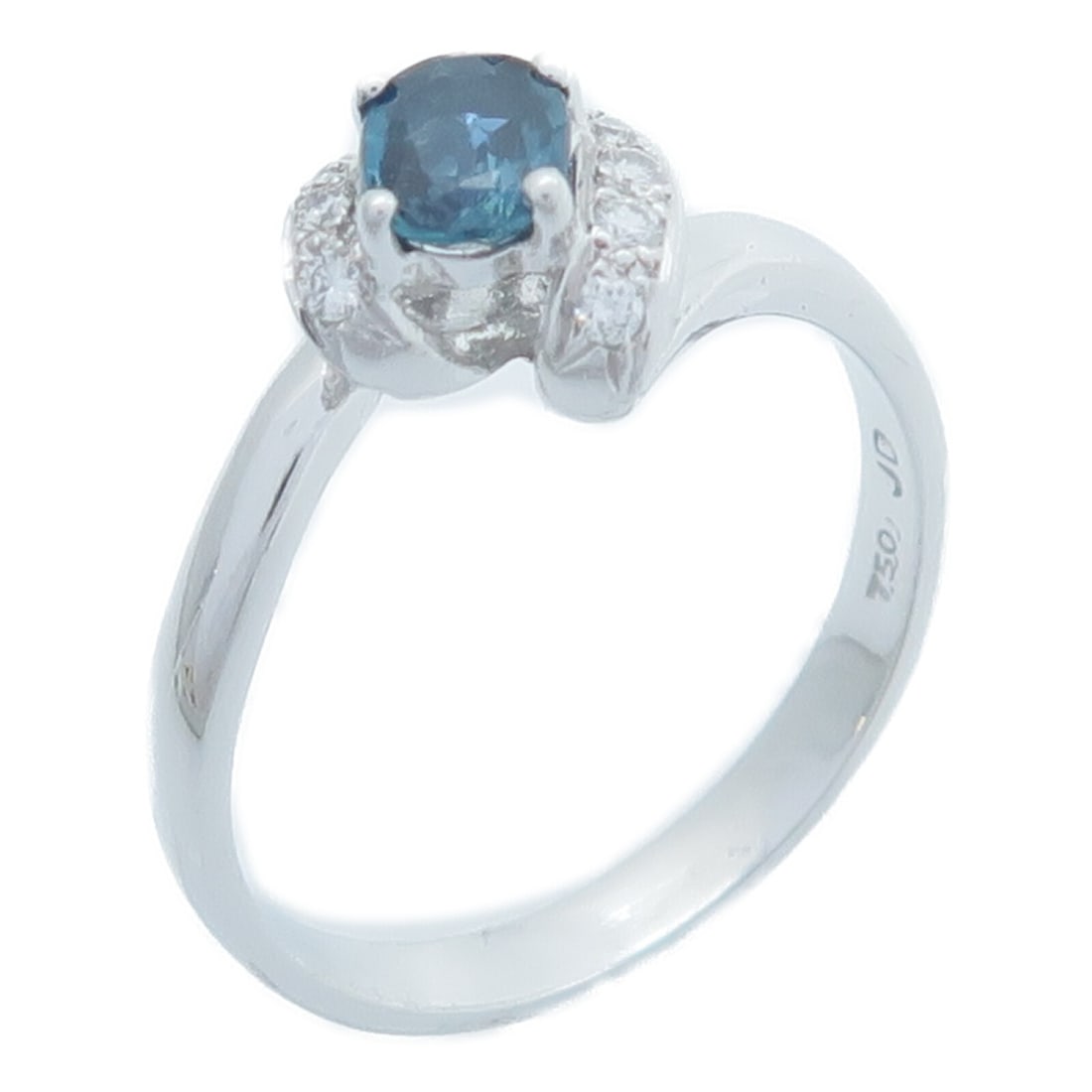 18K White Gold Sapphire Diamond Ring US 7.5 (1 of 7)