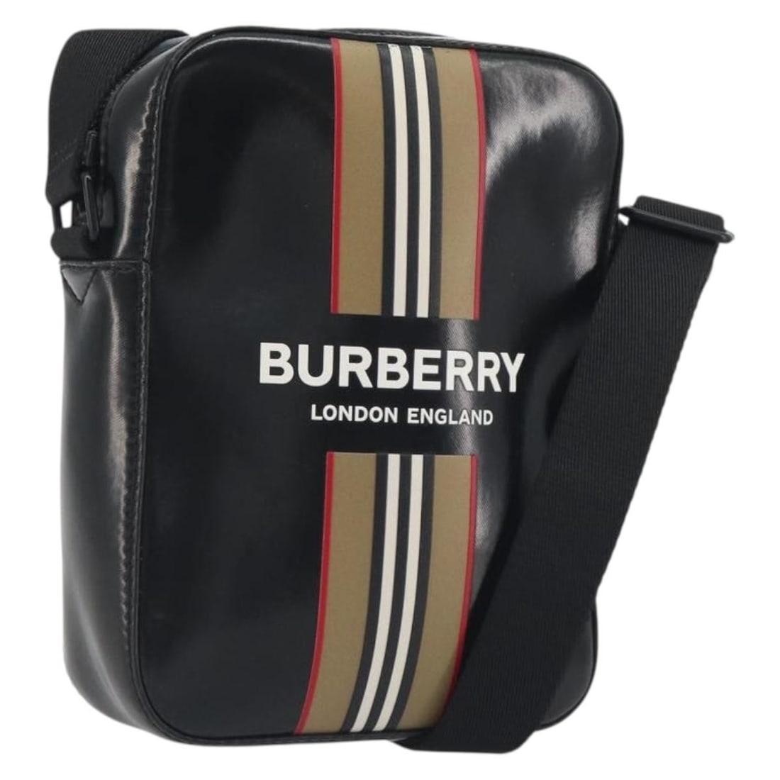 Burberry Thornton Black PVC Leather Crossbody Shoulder Bag: Burberry Thornton Black PVC Leather Crossbody Shoulder Bag Burberry Thornton messenger shoulder bag in black PVC leather. This women's bag is made in Romania and features an adjustable shoulder strap.