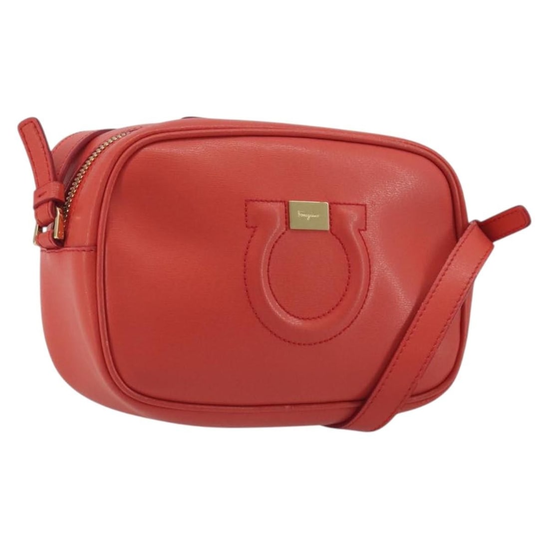 Salvatore Ferragamo Gancini Leather Shoulder Bag Orange Gold Tone: Salvatore Ferragamo Gancini Leather Shoulder Bag Orange Gold Tone Salvatore Ferragamo Gancini shoulder bag in orange leather with gold-tone accents. Made in Italy, this women's bag includes an adjusta