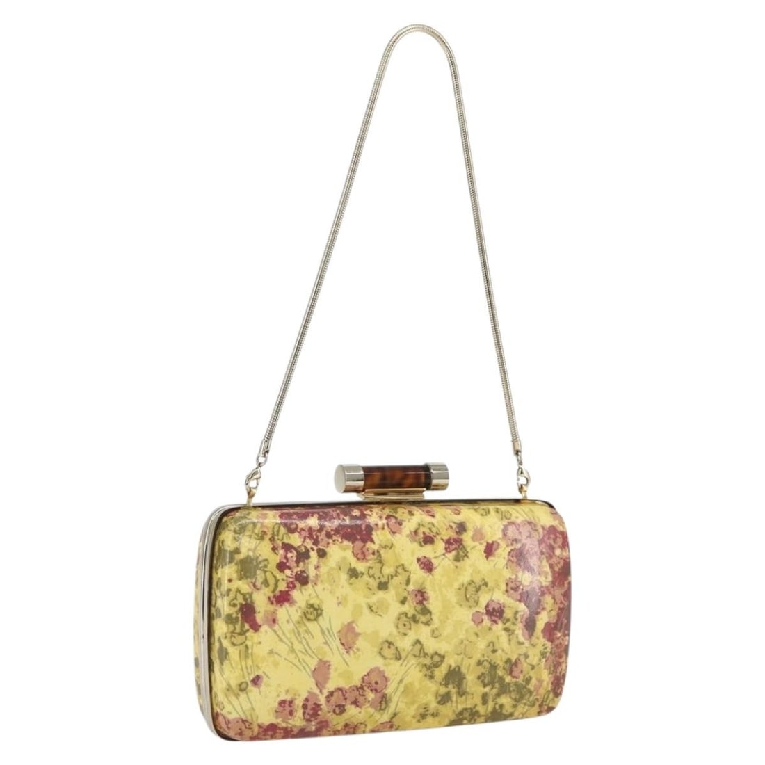 BALLY Multicolor Leather Shoulder Bag with Chain Strap Gold Accents: BALLY Multicolor Leather Shoulder Bag with Chain Strap Gold Accents This Bally chain shoulder bag features a multicolor leather exterior with gold accents. The compact design includes a shoulder strap