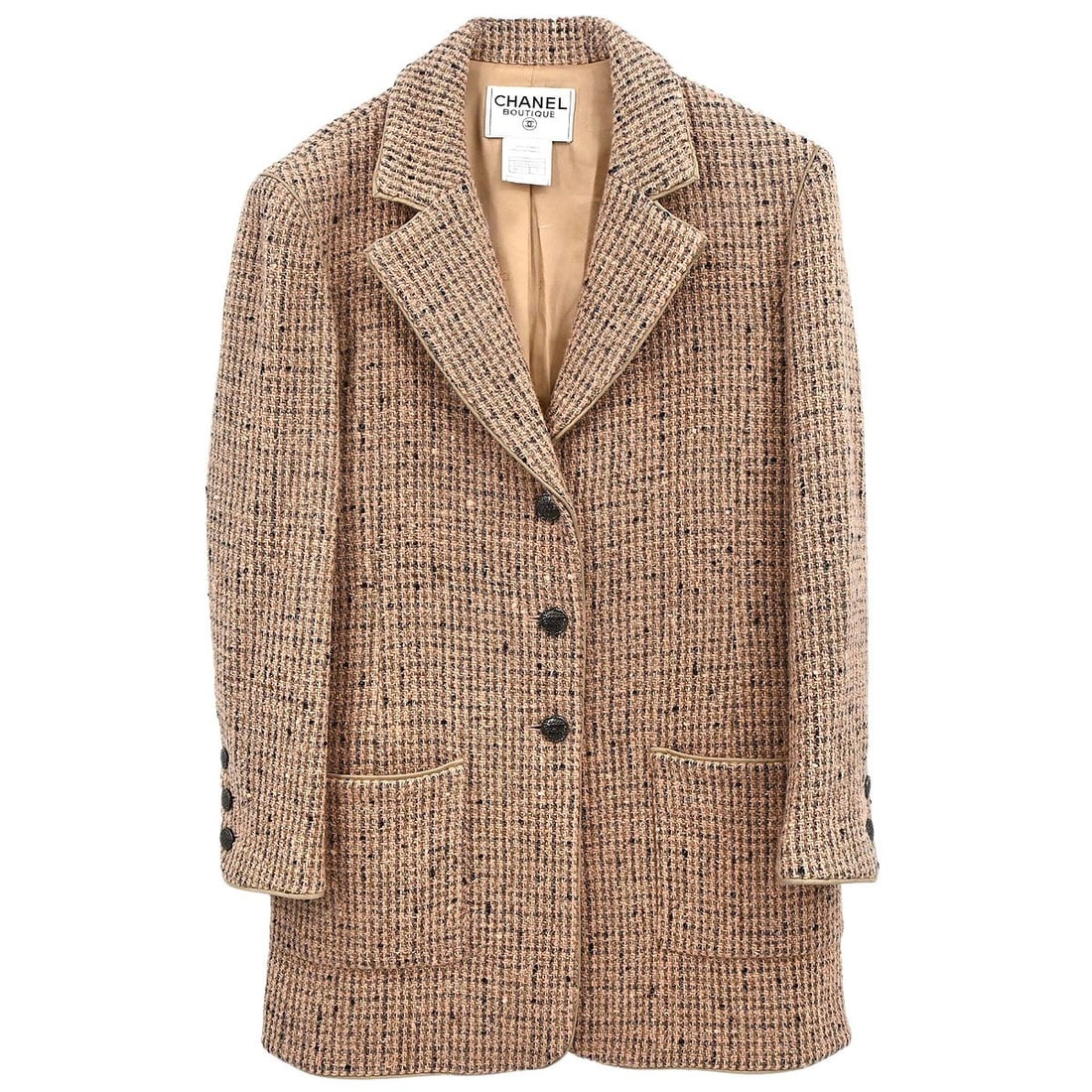 CHANEL 97A Pink Tweed Long Coat Womens Size 36 (1 of 15)