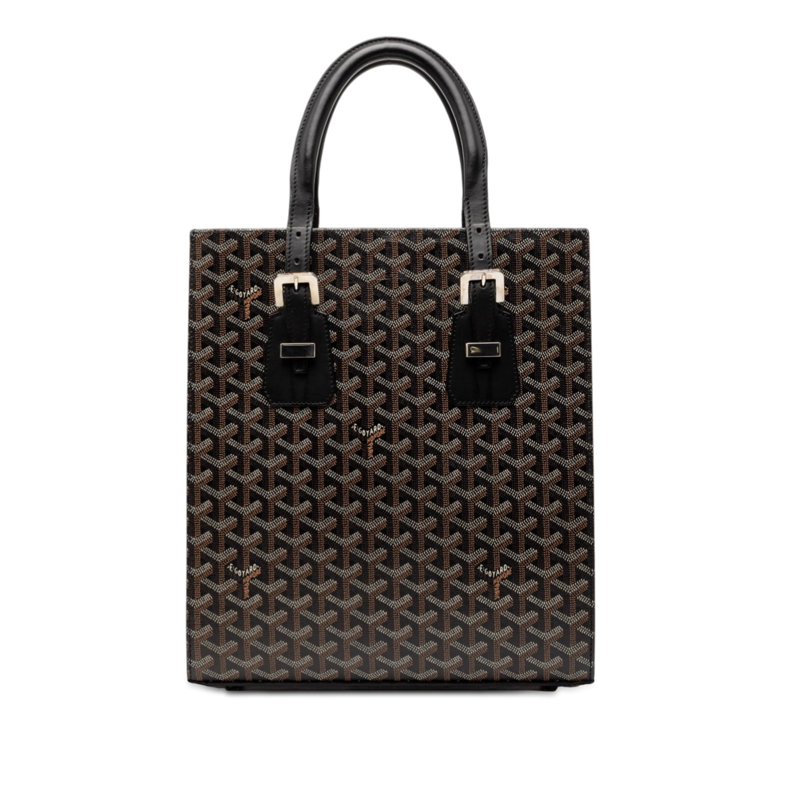 Goyard Goyardine Comores PM Black Coated Canvas Tote: Goyard Goyardine Comores PM Black Coated Canvas Tote The Goyardine Comores PM is a black bag from France featuring a coated canvas body with leather trim, rolled leather handles, an open top, and an i