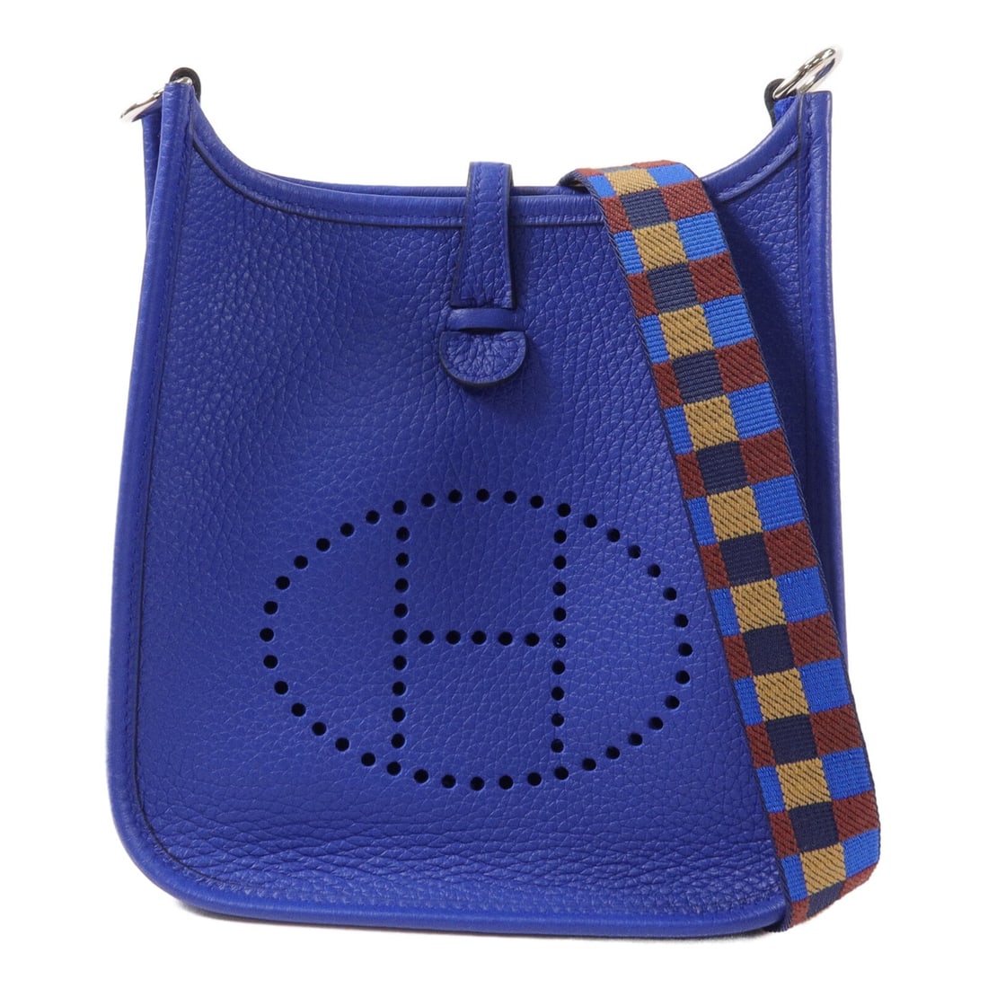 Hermes Evelyne TPM Taurillon Clemence Shoulder Bag Bleu Electrique PHW: Hermes Evelyne TPM Taurillon Clemence Shoulder Bag Bleu Electrique PHW Hermes Evelyne TPM shoulder bag in Bleu Electrique Taurillon Clemence leather. This women's shoulder bag is made in France and co