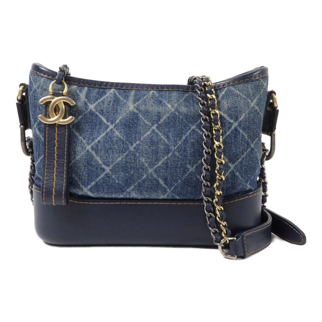 CHANEL Gabrielle A91810 Denim Hobo Shoulder Bag Blue: CHANEL Gabrielle A91810 Denim Hobo Shoulder Bag Blue CHANEL Gabrielle hobo shoulder bag in blue denim with signature CC styling. This women's shoulder bag features a chain strap and an interior with t