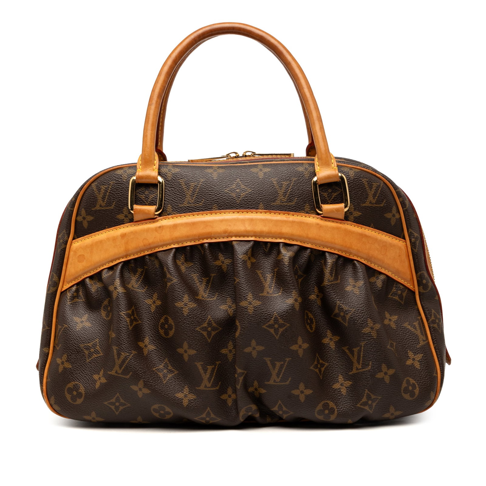 Louis Vuitton Monogram Mizi Brown Canvas Handbag: Louis Vuitton Monogram Mizi Brown Canvas Handbag Louis Vuitton Monogram Mizi bag with a monogram canvas body, vachetta leather trim, rolled vachetta leather handles, top zip closure, exterior open poc