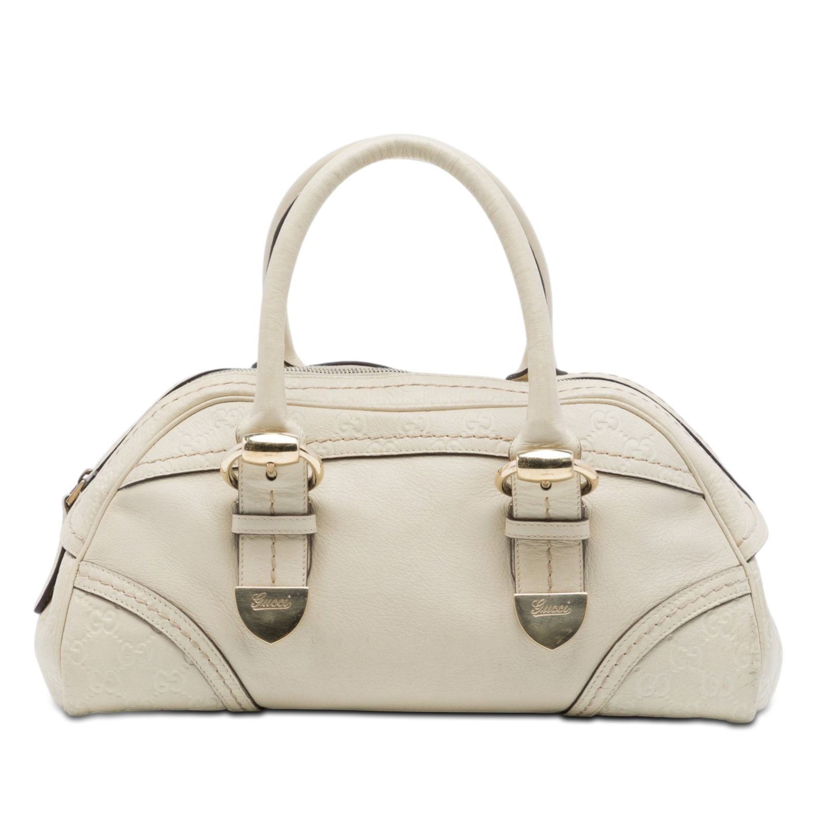 Gucci Signoria White Leather Handbag with Guccissima Trim (1 of 6)
