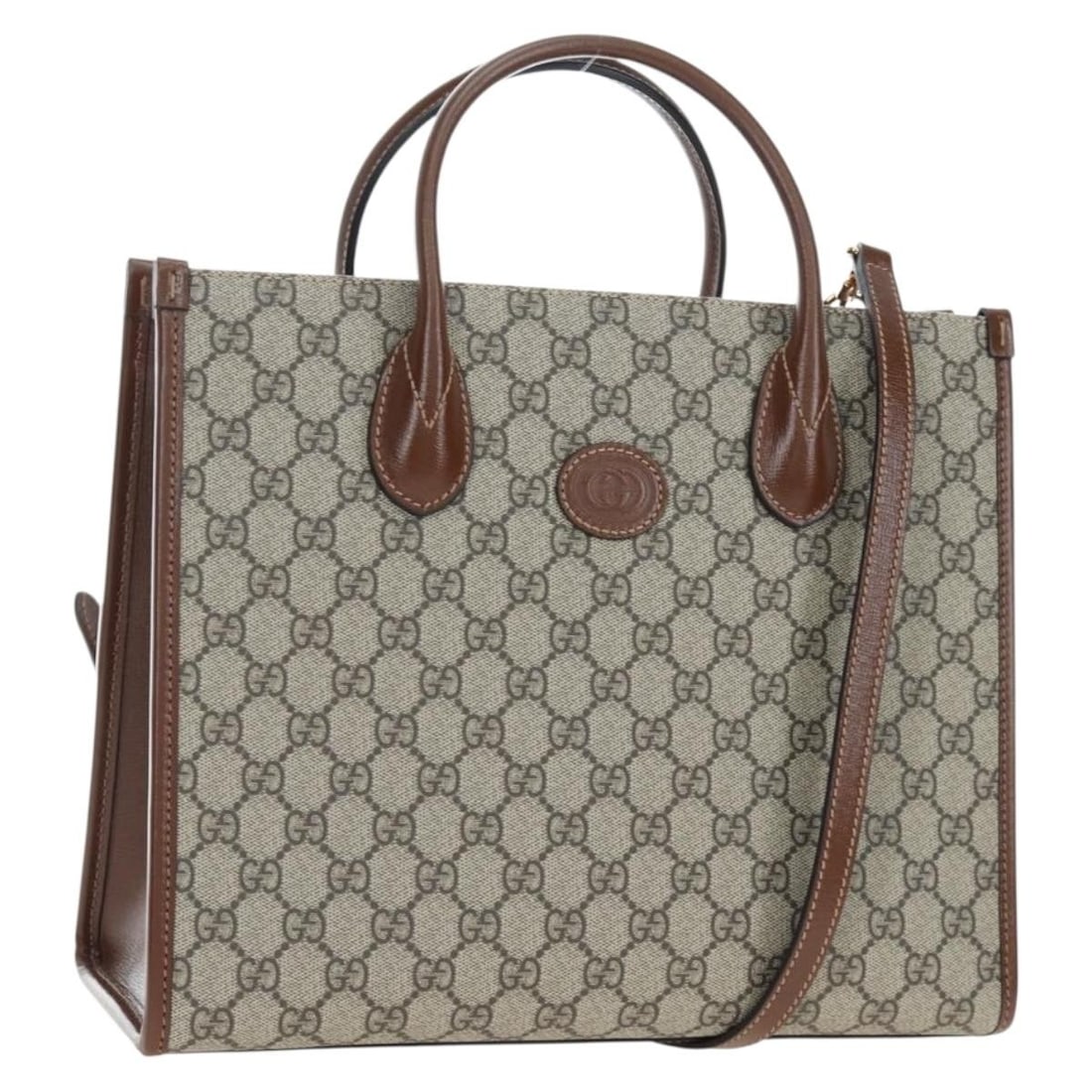 GUCCI 659983 2way Tote Bag Beige PVC Leather with Shoulder Strap (1 of 18)