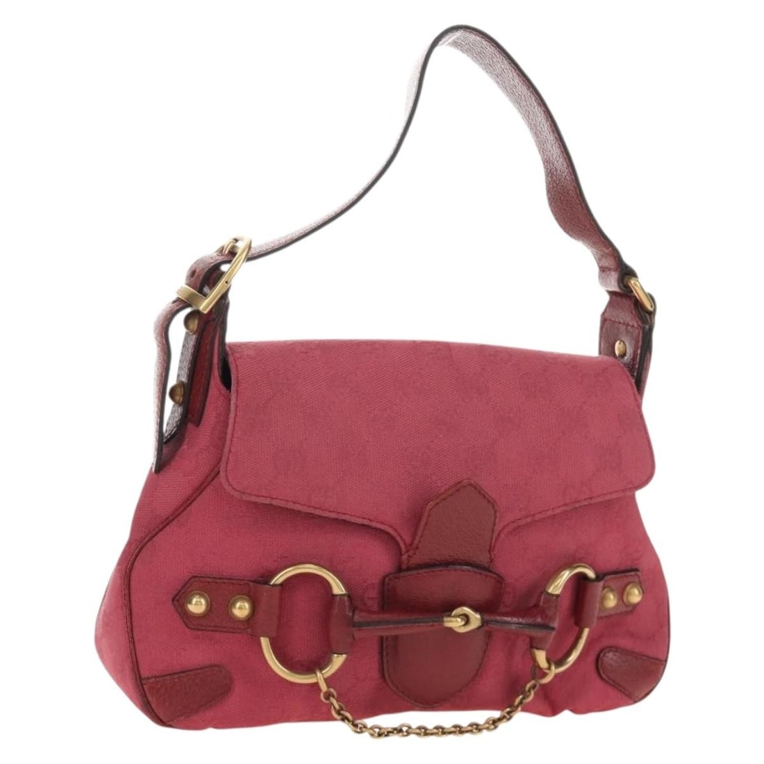 Gucci 120984 GG Canvas Handbag Pink Gold Horsebit (1 of 18)