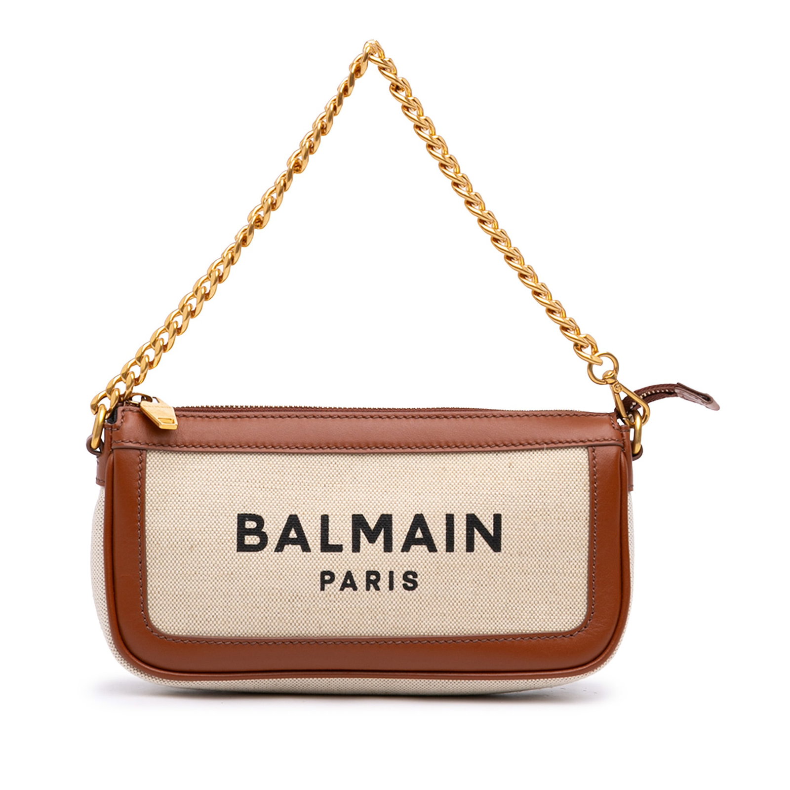 Balmain B Army Mini Satchel Beige Canvas Leather Trim (1 of 7)