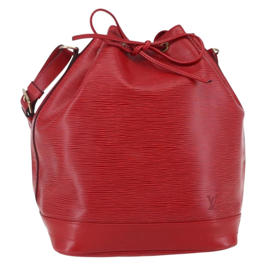 Louis Vuitton Noe red Epi leather shoulder bag: Louis Vuitton Noe red Epi leather shoulder bag This pre-owned Louis Vuitton Noe shoulder bag is crafted from Epi leather in red, designed for women. It features minor signs of use, including surface r
