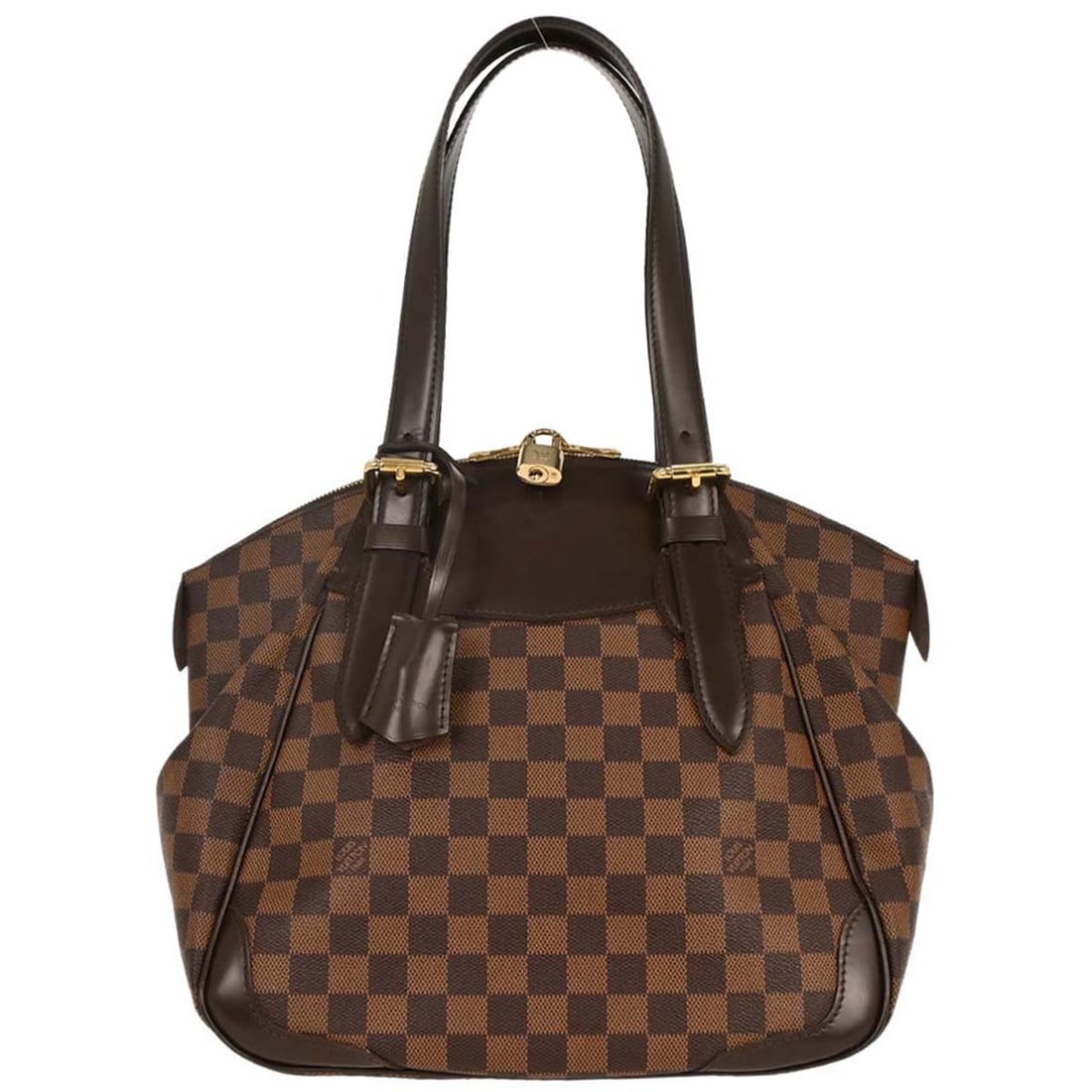 Louis Vuitton Verona MM Brown Damier Canvas Hand Bag N41118: Louis Vuitton Verona MM Brown Damier Canvas Hand Bag N41118 Louis Vuitton Verona MM handbag in Damier canvas and leather, featuring a brown check pattern and logo accents. It has a zip closure, double