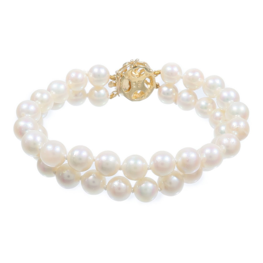 14K Yellow Gold Pearl Bracelet White Womens Jewelry (1 of 9)
