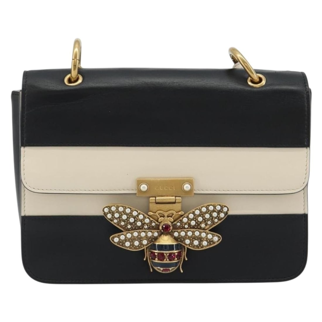 Gucci Queen Margaret Flap Leather Shoulder Bag Black (1 of 18)