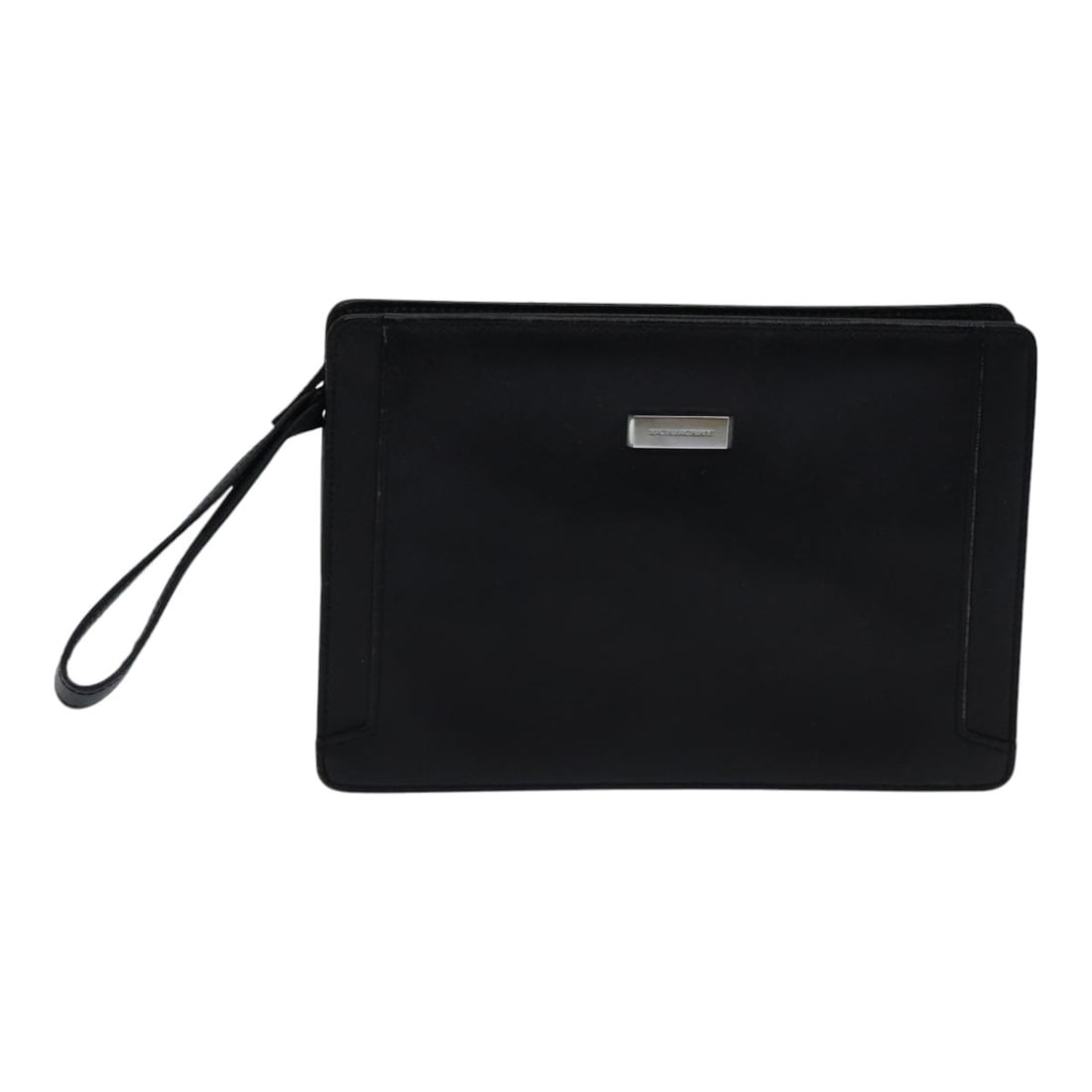 Burberry Vintage black leather pouch for women: Burberry Vintage black leather pouch for women This Burberry vintage pouch is crafted from black leather and features a classic design for women. The pouch shows signs of gentle wear, including surfac