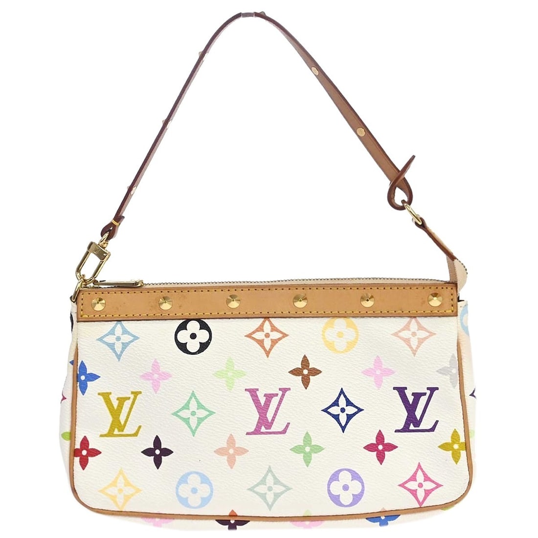 Louis Vuitton Pochette Accessoires White Monogram Multicolor Handbag M92649 (1 of 15)
