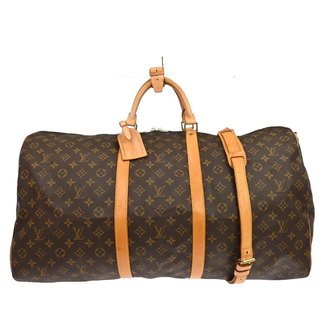 Louis Vuitton Keepall Bandouliere 60 Monogram Duffle Bag M41412: Louis Vuitton Keepall Bandouliere 60 Monogram Duffle Bag M41412 Vintage Louis Vuitton Keepall Bandouliere 60 duffle bag in Monogram canvas and leather, made in France. It features a zip closure, doubl