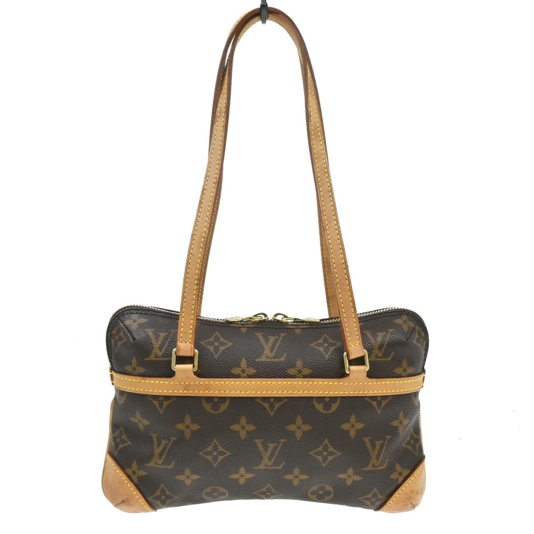 Louis Vuitton Mini Cousin PM Monogram Canvas Zip Hand Bag: Louis Vuitton Mini Cousin PM Monogram Canvas Zip Hand Bag Vintage Louis Vuitton Mini Cousin handbag in Monogram Canvas and leather, made in France. It features a brown Monogram pattern, zip closure, a
