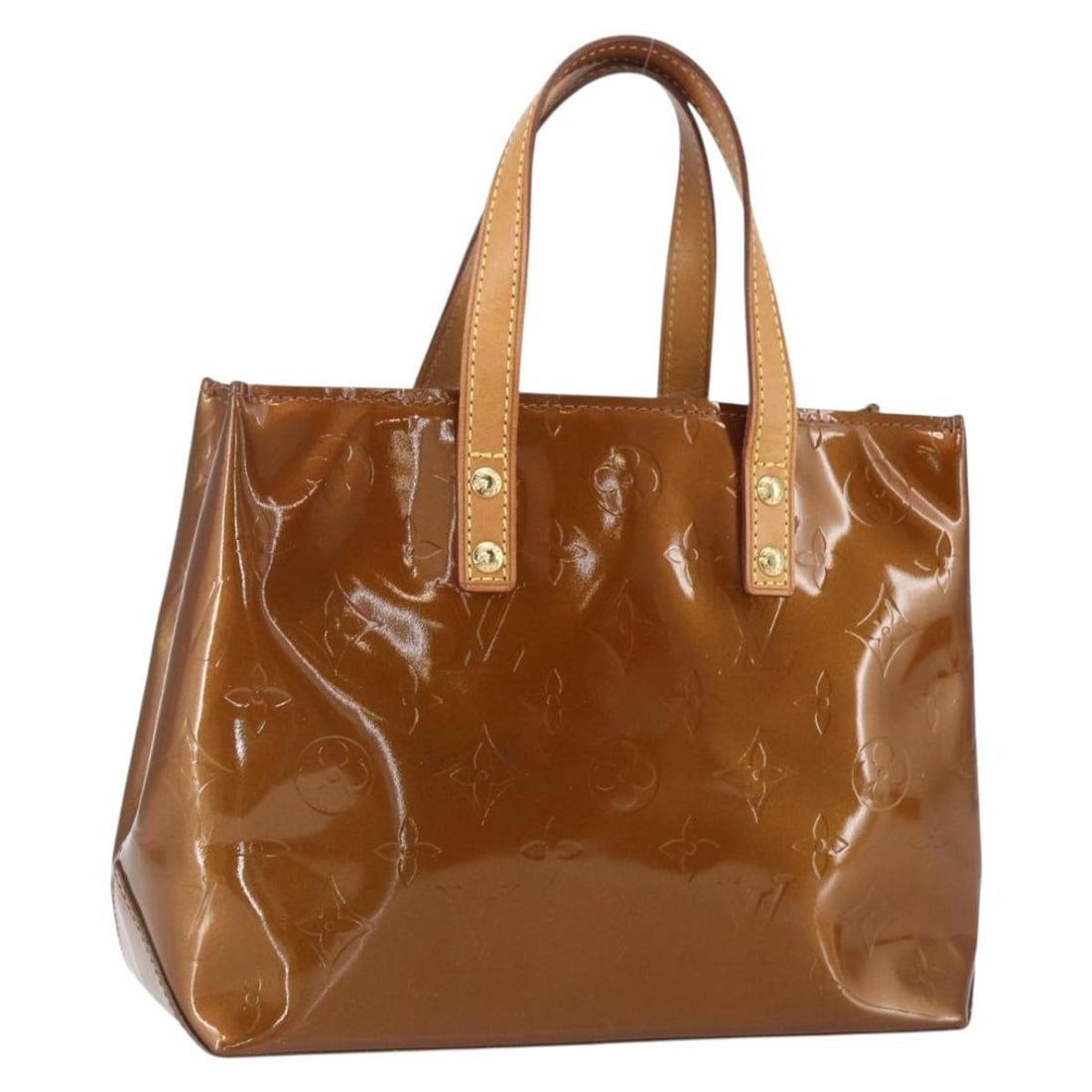 Louis Vuitton Reade PM Bronze Patent Leather Handbag M91146: Louis Vuitton Reade PM Bronze Patent Leather Handbag M91146 Louis Vuitton Reade PM handbag in bronze Monogram Vernis patent leather. This women's handbag was made in France and is offered without the 