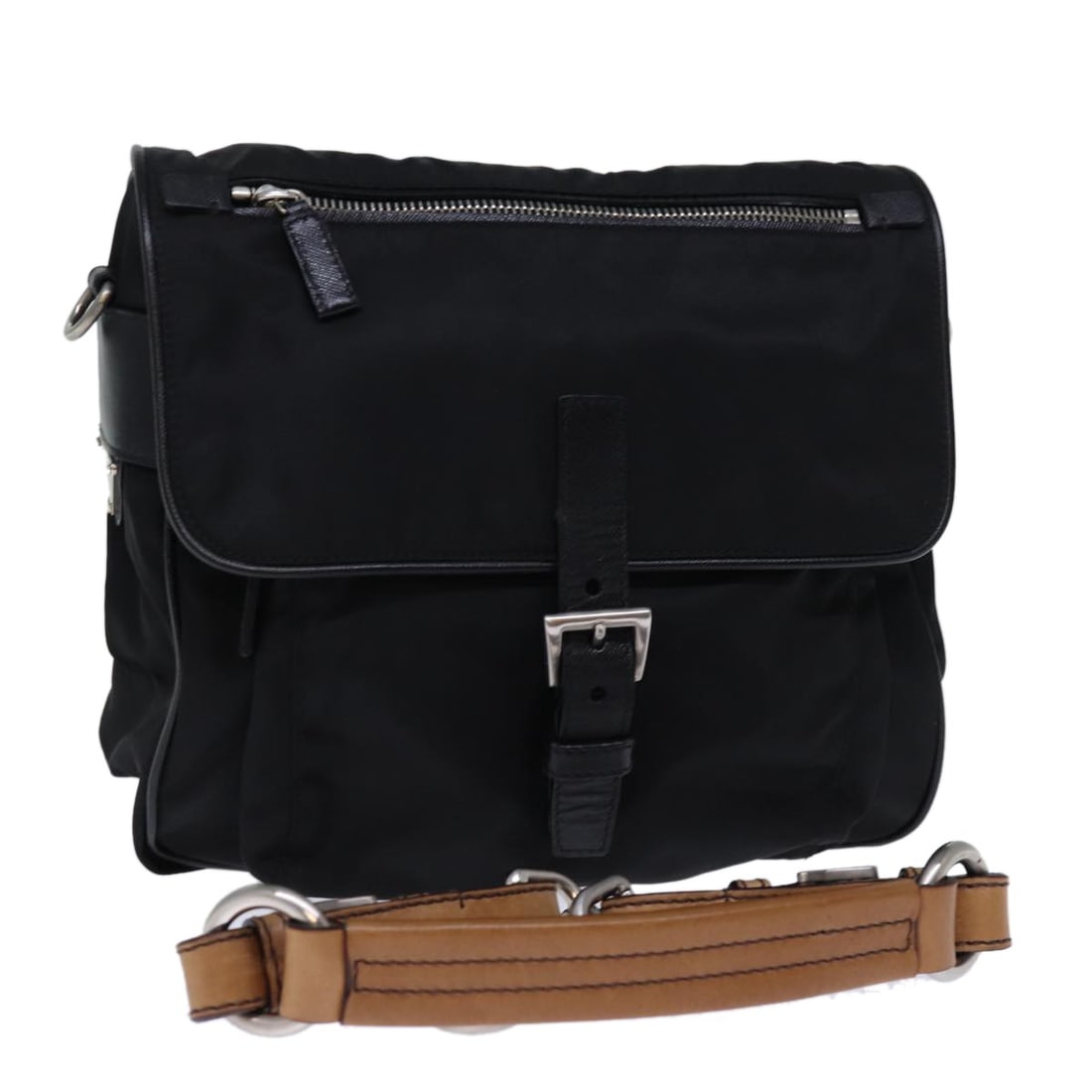 PRADA Black Nylon Shoulder Bag with Dust Bag Made in Italy: PRADA Black Nylon Shoulder Bag with Dust Bag Made in Italy Authentic Prada shoulder bag in black nylon with leather trim. This women's bag includes a dust bag and is made in Italy. Condition is AB, de