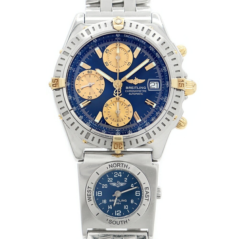 Breitling B13352 A70172 Chronomat two tone mens wristwatch UTC module (1 of 5)