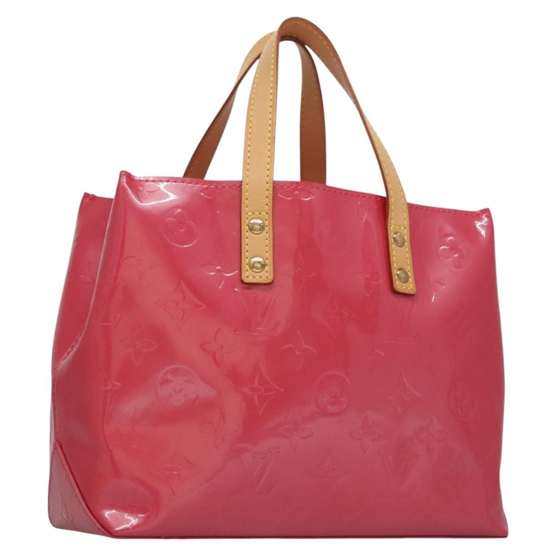 Louis Vuitton Reade PM Monogram Vernis Patent Leather Hand Bag M91221: Louis Vuitton Reade PM Monogram Vernis Patent Leather Hand Bag M91221 Louis Vuitton Reade PM handbag in Monogram Vernis patent leather with a fuchsia pink finish. This women's handbag includes a dust 
