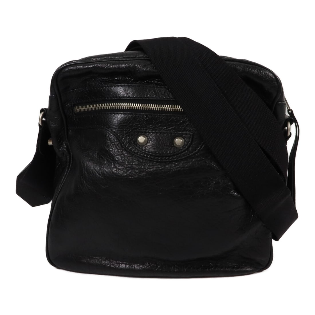 BALENCIAGA 390925 Lambskin Crossbody Shoulder Bag in Black (1 of 12)
